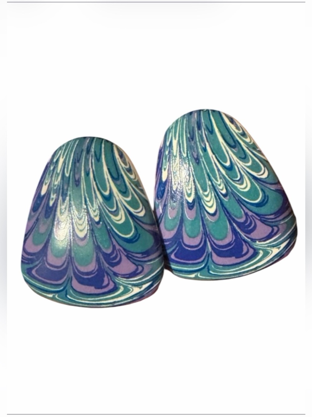 Vintage Avon Porcelain Art Swirls Blue Purple White Pierced Earrings